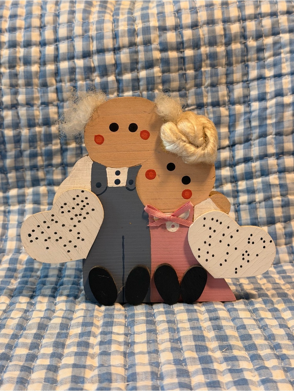 R.T.M. Enterprises Hand-Painted Wooden Couple Figurine People Theme 5 in